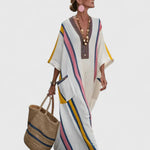 Kyvanna Elegant Maxi Dress in White Pink