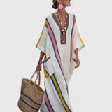 Kyvanna Elegant Maxi Dress in White Pink