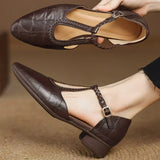 Leather T-Strap Shoes with Braided Strap, photo 4