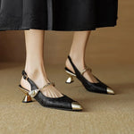 Women's Jacquard Slingback Kitten Heels in Black