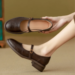 Women's Classic Round-Toe Mary Janes in Brown