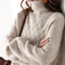Women's Basketweave-Knit Turtleneck Sweater in Beige