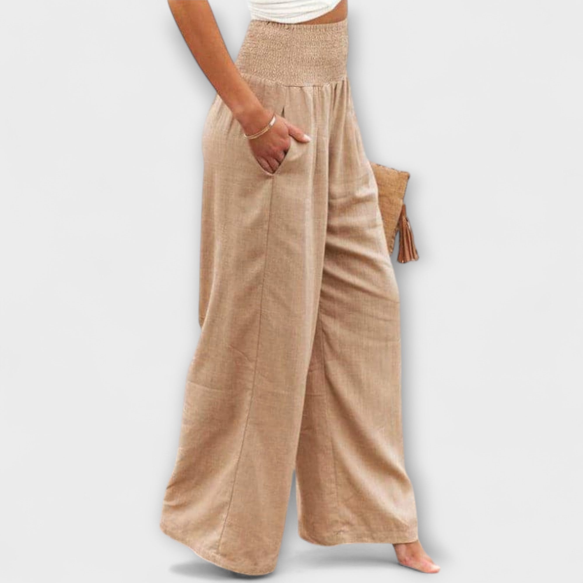 Women's Casual Wide Pants in Khaki