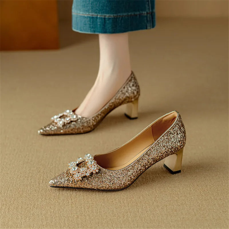 Women's Glitter Pumps with Crystal Buckle, photo 4