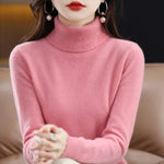 Women's Cashmere Mock-Neck Sweater in Pink