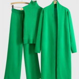 3-Piece Soft Knit Ensemble with Chic Design in Green
