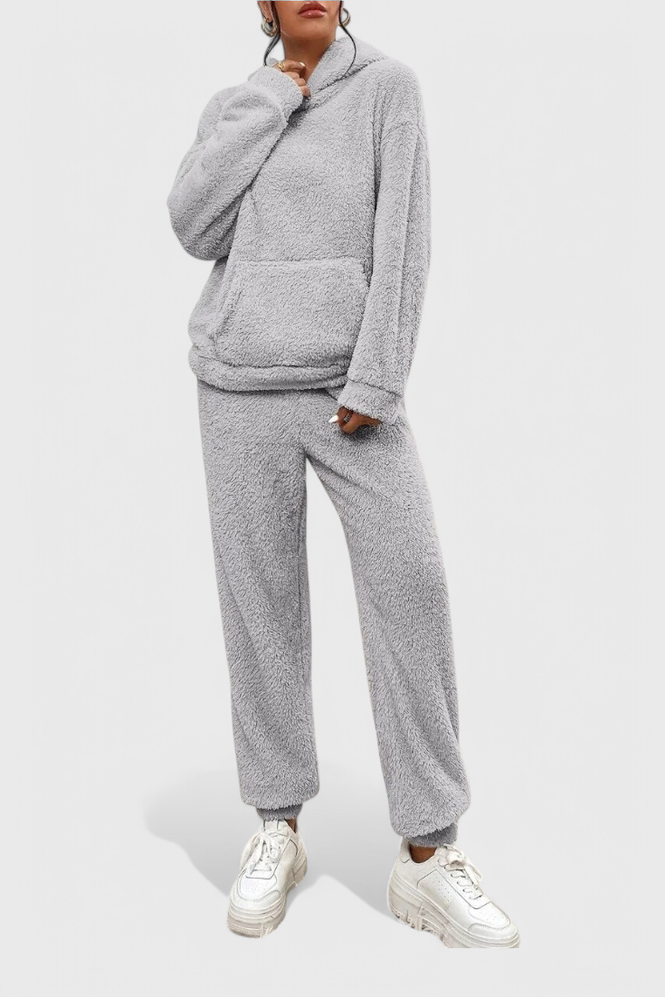 Women's Cozy Two-Piece Teddy Set in Gray