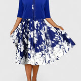 Chantal Elegant Midi Dress in Blue