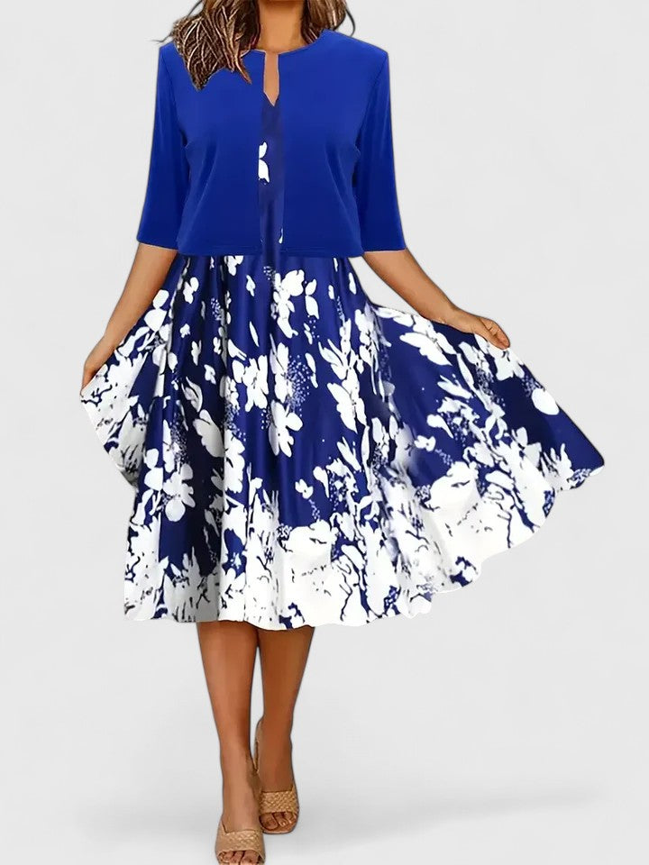 Chantal Elegant Midi Dress in Blue