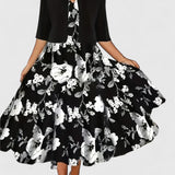 Chantal Elegant Midi Dress in Black