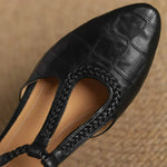 Leather T-Strap Shoes with Braided Strap, photo 10