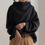Women's Oversized Mock-Neck Top in Black