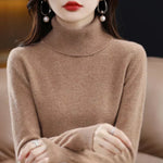 Women's Cashmere Mock-Neck Sweater in Golden Camel