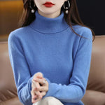 Women's Cashmere Mock-Neck Sweater in Blue