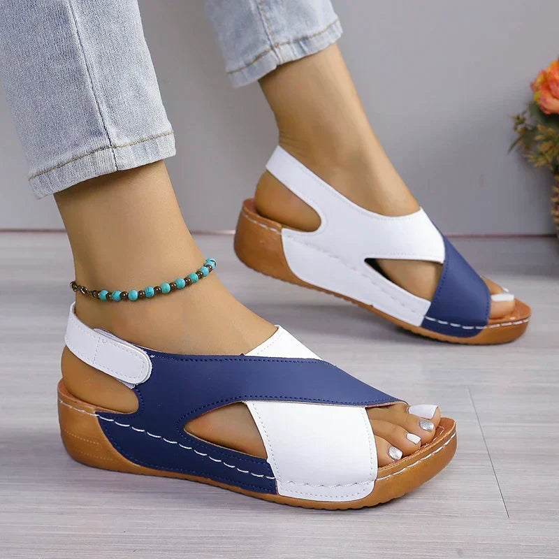 Olivia Comfort Sandals in Blue and White