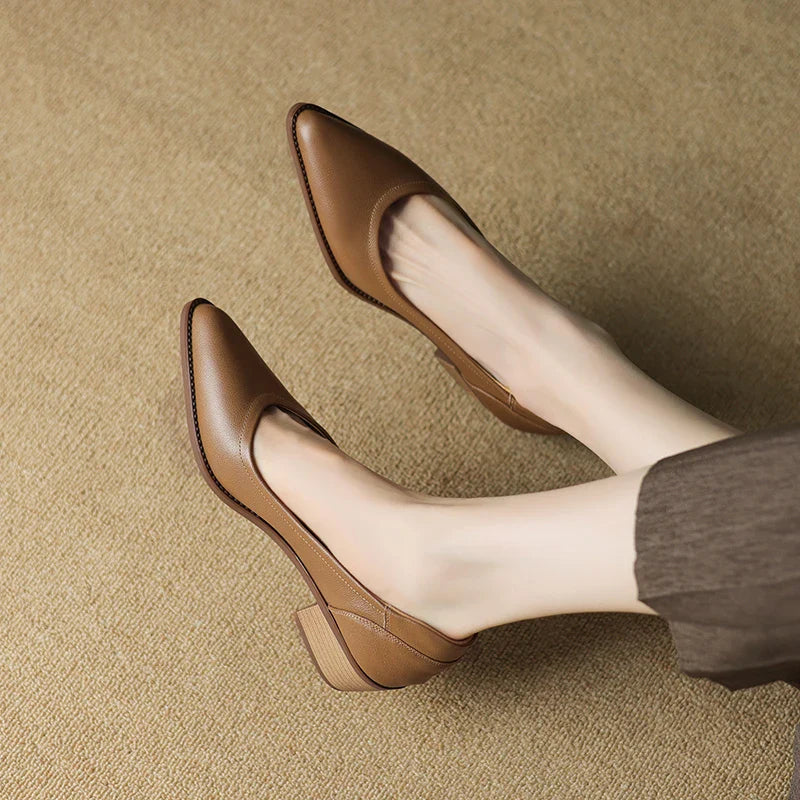 Women's Mid-Heel Mary Janes in Brown