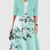 Chantal Elegant Midi Dress in Green