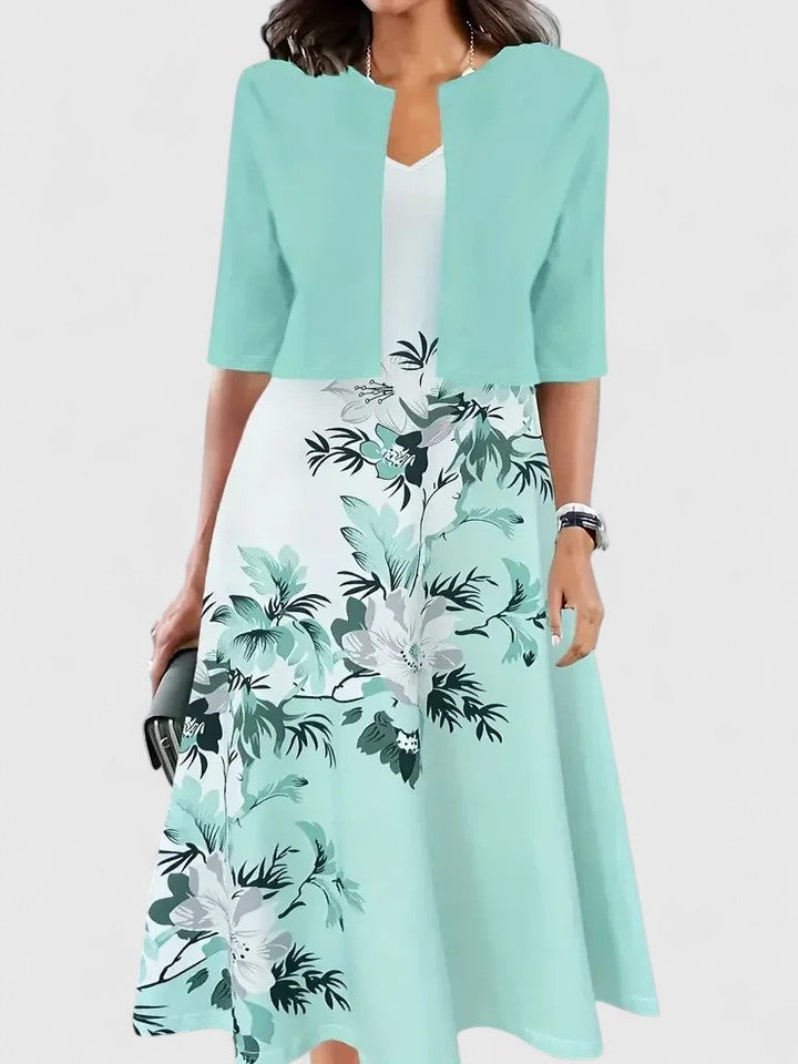 Chantal Elegant Midi Dress in Green