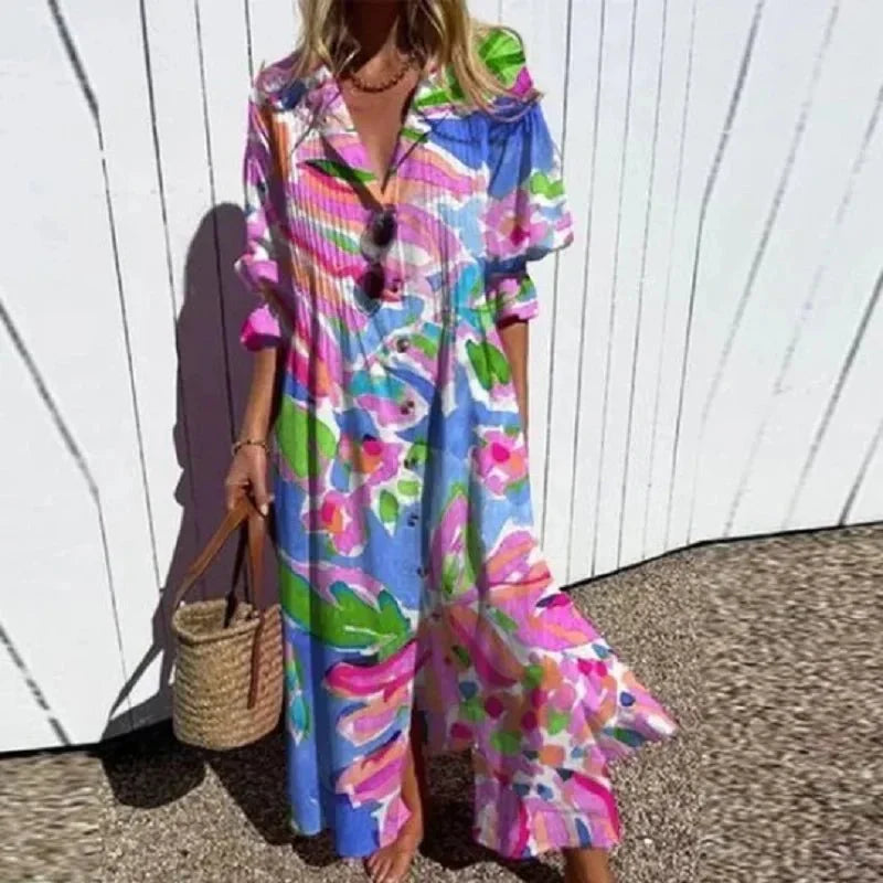 Women's Beachcomber Boho Midi Dress in Pink