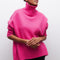 Gerda Cable-Knit Turtleneck Sweater in Pink