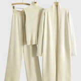 3-Piece Soft Knit Ensemble with Chic Design in Beige