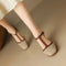Women's Woven T-Strap Mid-Heel Shoes in Beige