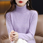Women's Cashmere Mock-Neck Sweater in Light Purple