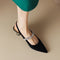 Women's Rhinestone Slingback Kitten Heels in Black