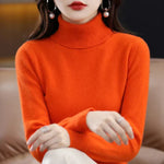 Women's Cashmere Mock-Neck Sweater in Orange
