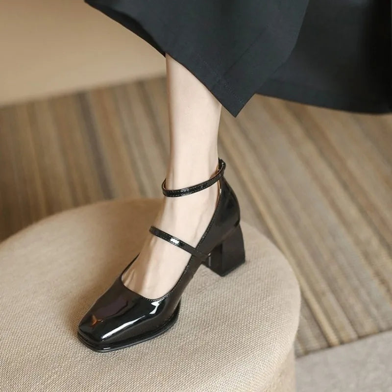 Women's Ankle Strap Pumps in Black