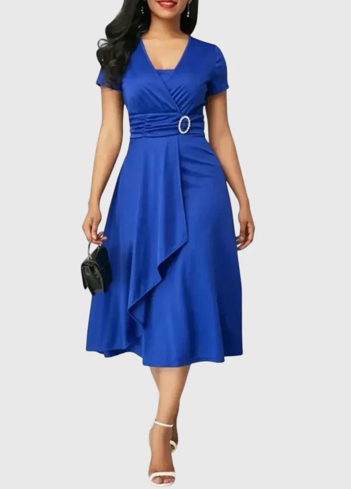 Zhyrelle Elegant Midi Dress in Blue