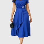 Zhyrelle Elegant Midi Dress in Blue