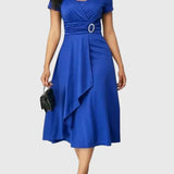 Zhyrelle Elegant Midi Dress in Blue
