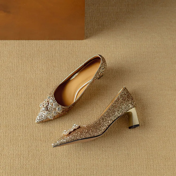 Women's Glitter Pumps with Crystal Buckle, photo 6