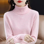 Women's Cashmere Mock-Neck Sweater in Light Pink