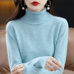 Women's Cashmere Mock-Neck Sweater in Light Green