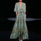 Elegant Maxi Dress with Floral Pattern in Green
