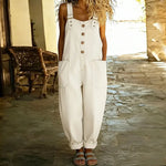Madison Vintage Denim-Look Romper in White