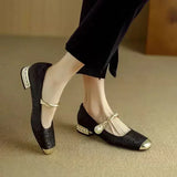 Jacquard Mary Jane Flats with Pearl Strap, photo 8