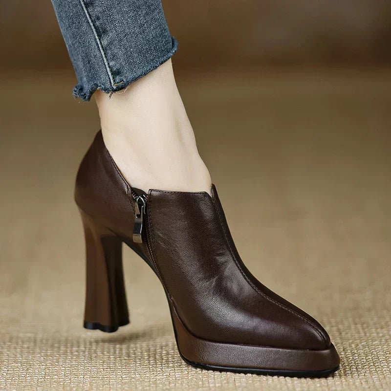 Women's Pointed-Toe Platform High Heels in Brown