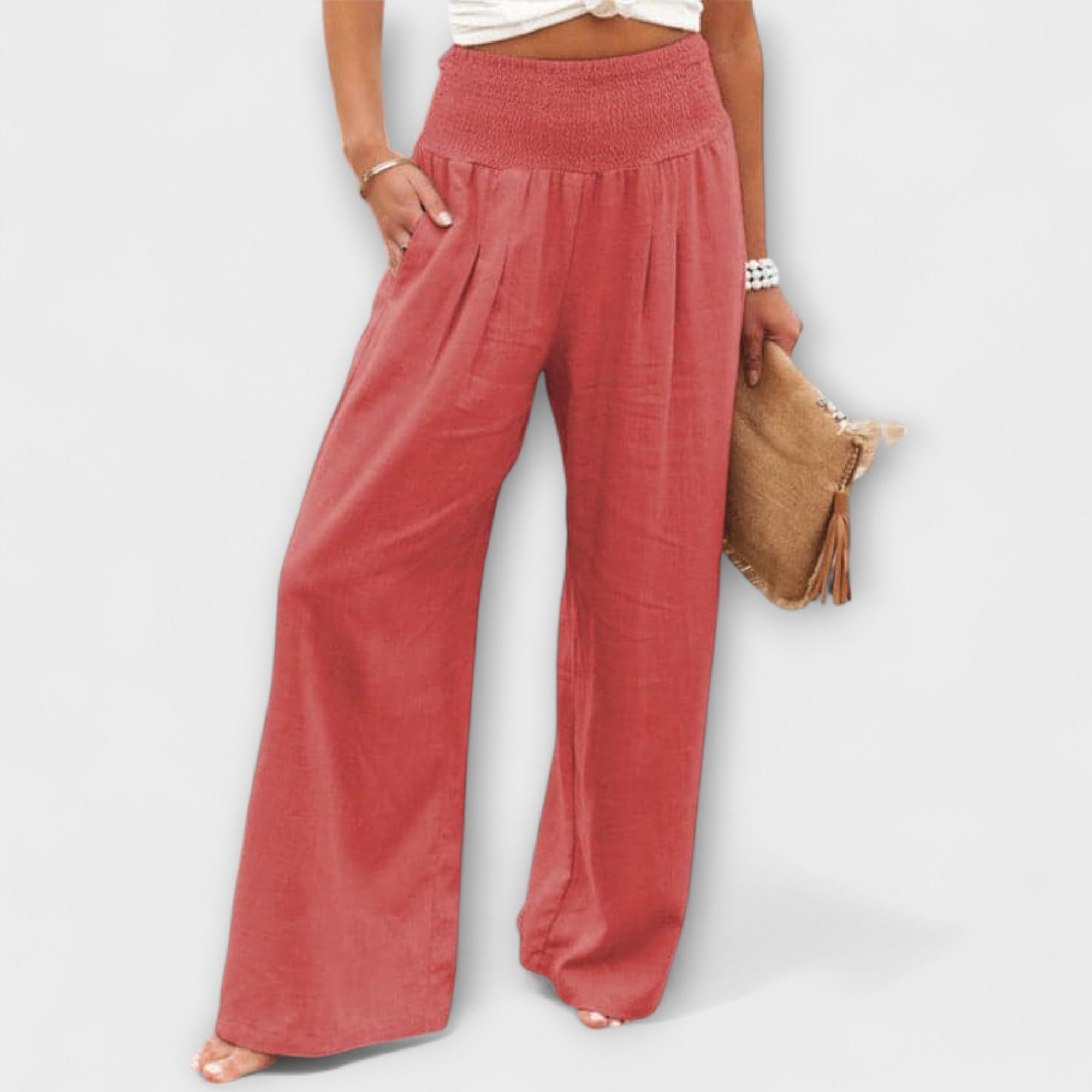 Women's Casual Wide Pants in Pink