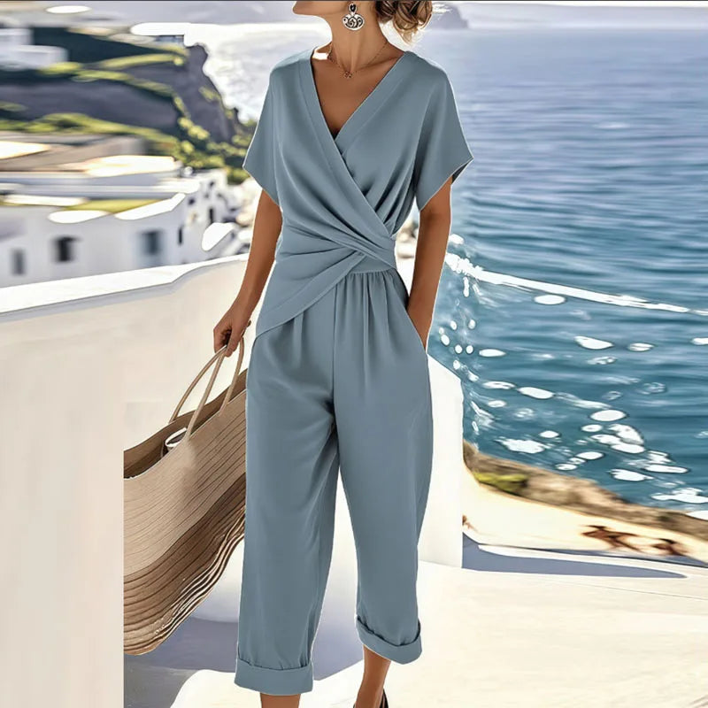 Eileen Elegant Two-Piece Set in Blue