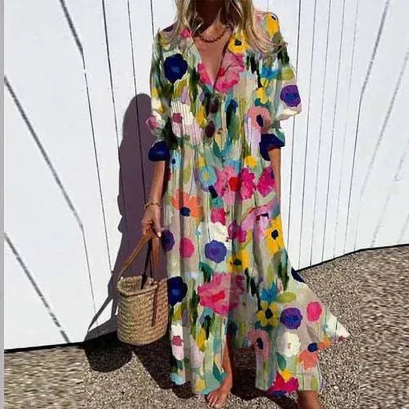 Women's Beachcomber Boho Midi Dress in Multi Color 1