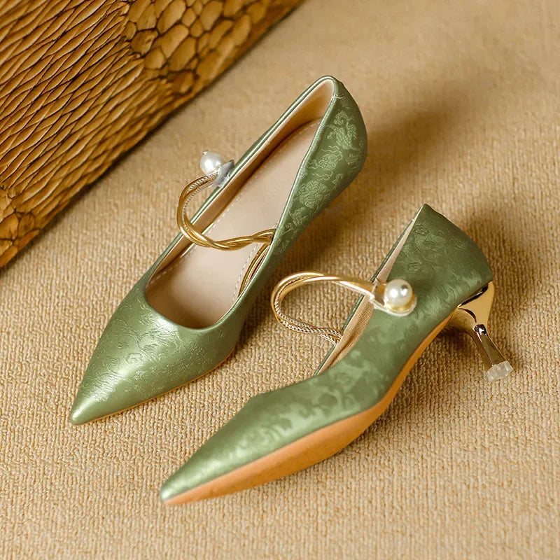 Women's Pearl-Strap Pointed-Toe Kitten Heels, photo 13