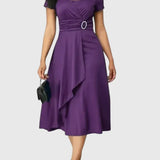 Zhyrelle Elegant Midi Dress in Purple