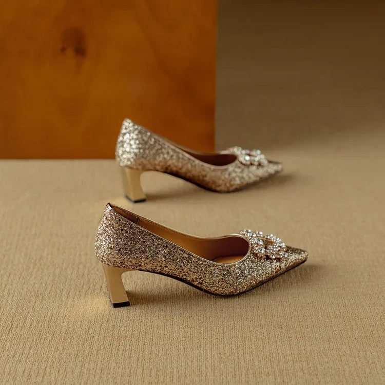 Women's Glitter Pumps with Crystal Buckle, photo 7