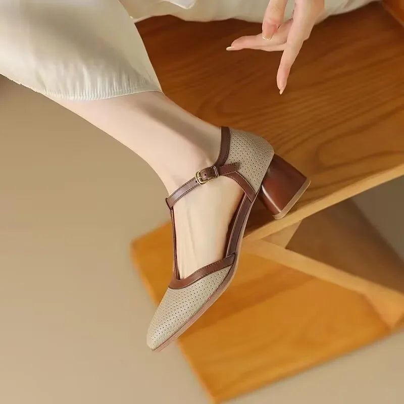 Women's Woven T-Strap Mid-Heel Shoes, photo 5