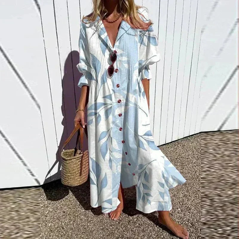 Women's Beachcomber Boho Midi Dress in Light Blue