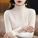 Women's Cashmere Mock-Neck Sweater in Beige