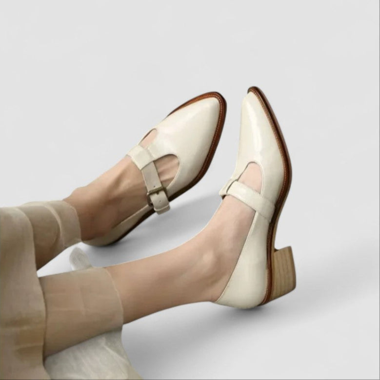 Avery Comfort Mary Janes in Beige